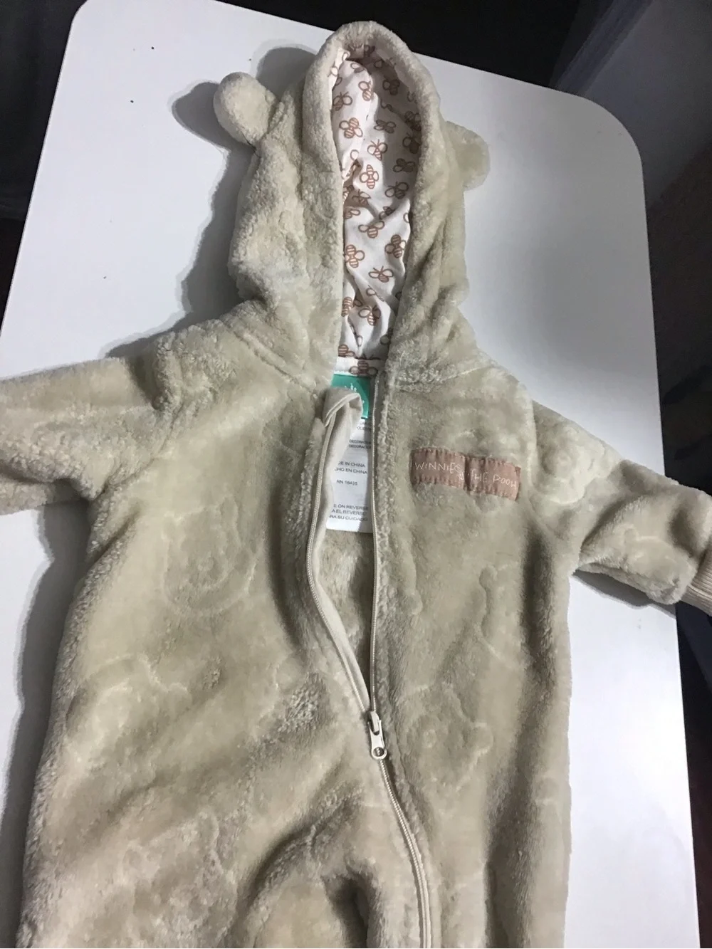 Cozy Cream Plush Baby One-Piece Hooded Romper